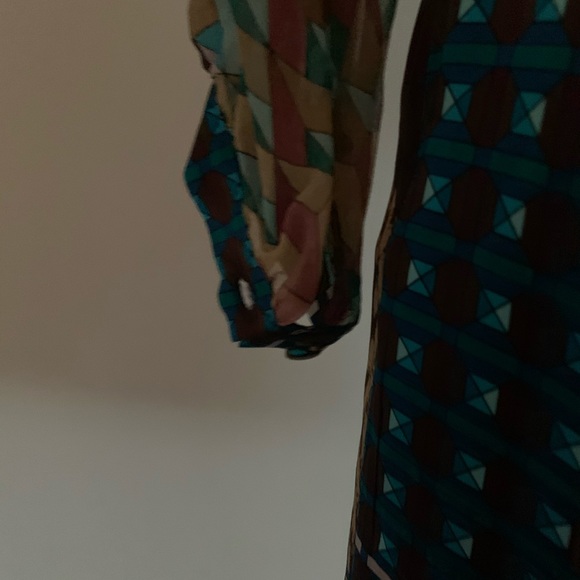 NWT Taka silk faux fur collar print dress - Picture 4 of 7